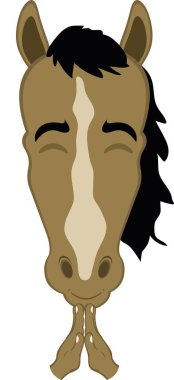 Vektör illüstrasyon karakteri at çizgi filmi, elleri dua pozisyonunda.