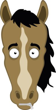 Vektör illüstrasyon karakteri at suratlı karikatür, ağzında fermuar ile sessizlik konseptinde.