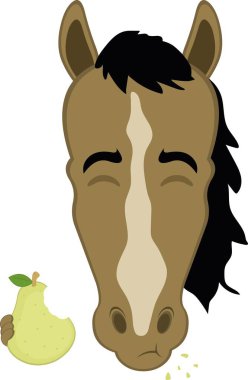 Vektör çizimi karakteri at suratlı armut yiyen çizgi film karakteri