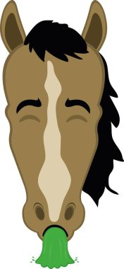 Vektör çizimi karakteri at suratlı sarhoş ve kusuyor.