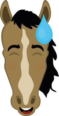 Vektör illüstrasyon karakteri at suratlı, utanç ifadesi ve ter damlasıyla