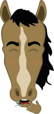 Vektör çizimi karakteri at suratlı. Elin ağzında öksürüyor.