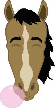 Vektör illüstrasyon karakteri at suratlı çizgi film, çiğniyor ve balon şekeri yapıyor