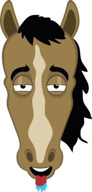 Vektör illüstrasyon karakteri at çizgi filmi, bir arzu ifadesi ile, dil dışarı ve salya salya