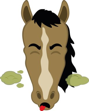 Vektör illüstrasyon karakteri at suratlı, iğrenç bir renk ifadesi var.