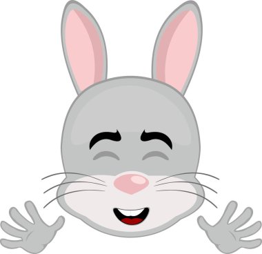 Vektör illüstrasyon simgesi karakter el sallayan tavşan kemirgen hayvan,