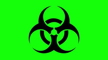 yeşil krom anahtar arkaplan üzerinde siyah-beyaz biyolojik tehlike simgesi renk değiştiren video animasyonu