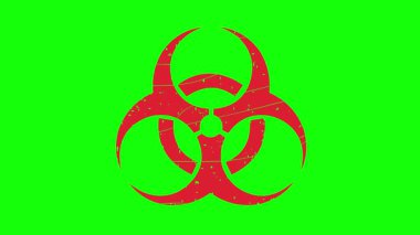 video animasyonu kırmızı kauçuk mühür sembolü biyolojik tehlike konsepti, yeşil renkli anahtar arkaplan