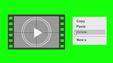 konsept animasyon yeşil renkli anahtar arkaplan üzerinde yüzen menüden video dosyasını silme sistem arayüzü açılır