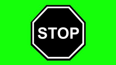 video animasyonu siyah-beyaz konsept yol simgesi dur talimatı, yeşil krom anahtar arka plan