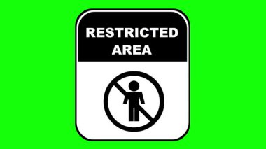 video animasyonu siyah-beyaz konsept simgesi, yeşil renkli anahtar arka planda sınırlı alan işaret etiketi