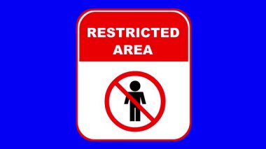 mavi renkli anahtar arkaplan üzerinde video animasyonu kısıtlı alan işaret etiketi