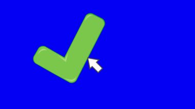 video animasyon düğmesi mavi renkli anahtar arkaplanındaki işaretleme düğmesini kabul et ya da kabul et