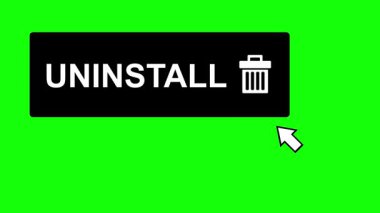video animation click computer cursor mouse uninstall button digital, on a transparent background with alpha channel set to zero