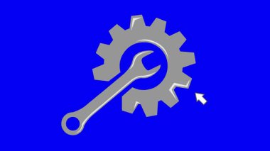 video animasyon tıklama bilgisayar imleci fare simge tuşunu dijital olarak yükle, mavi renkli anahtar arkaplan üzerine