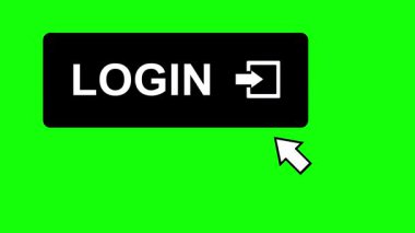 video animation black and white concept icon click computer cursor mouse login button digital, on a green chroma key background