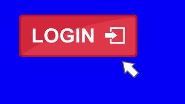 video animasyonu mavi renkli anahtar arka planında bilgisayar imleci fare giriş düğmesine dijital olarak tıklayın