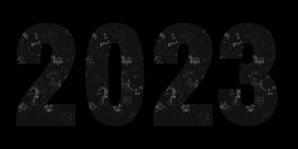 2023 Szöveges Tervezés Mozaikbetűkkel Prospektus Minta Kártya Banner Vektor Illusztráció — Stock Fotó