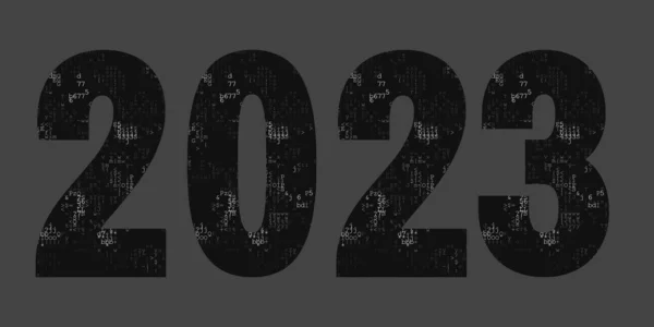 2023 Szöveges Tervezés Mozaikbetűkkel Prospektus Minta Kártya Banner Szürke Alapon — Stock Fotó