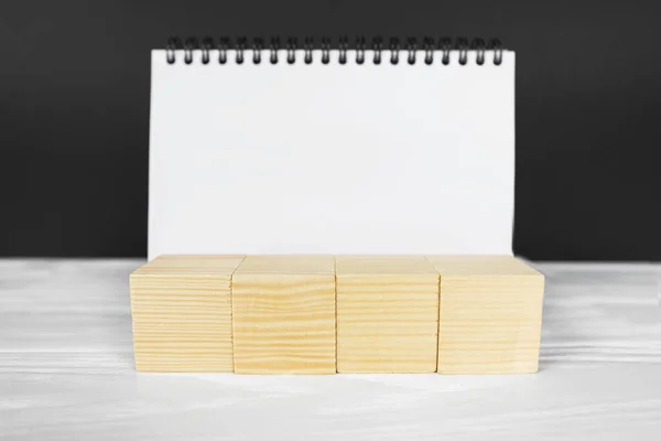 Cuaderno Blanco Cubitos Vacíos Plantilla Calendario Lugar Para Texto Espacio — Foto de Stock