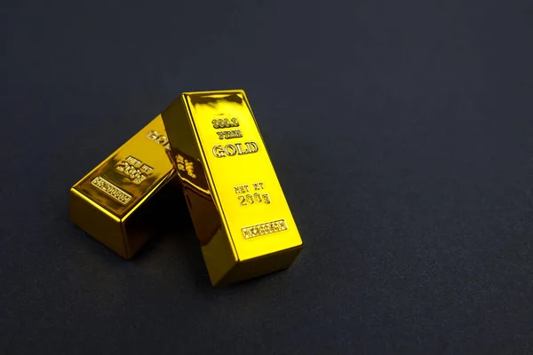 Two Gold Bars Black Background — Stock Photo, Image
