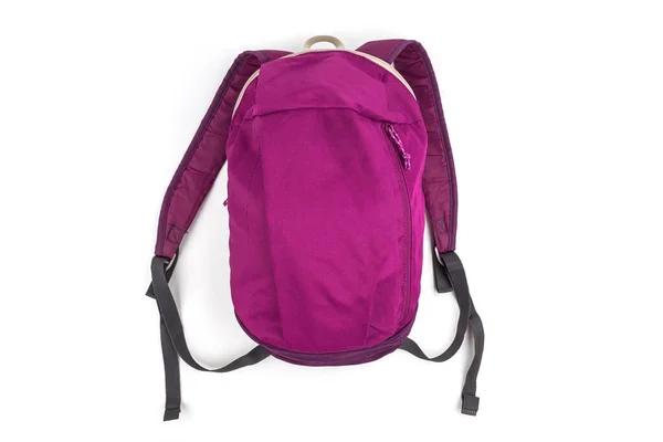 Фиолетовый Школьный Рюкзак Изолированном Белом Фоне — стоковое фото