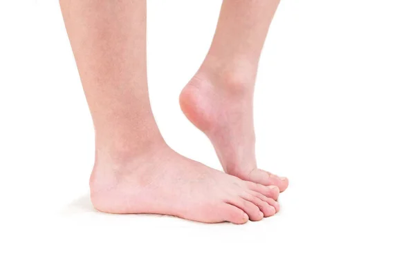 Stopy Odizolowane Białym Tle Legs Zbliżyć Białym Tle — Zdjęcie stockowe