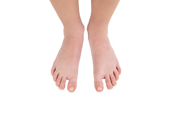 Κοντινό Πλάνο Των Ποδιών Που Απομονώνονται Λευκό Φόντο Πόδια Στο — Φωτογραφία Αρχείου