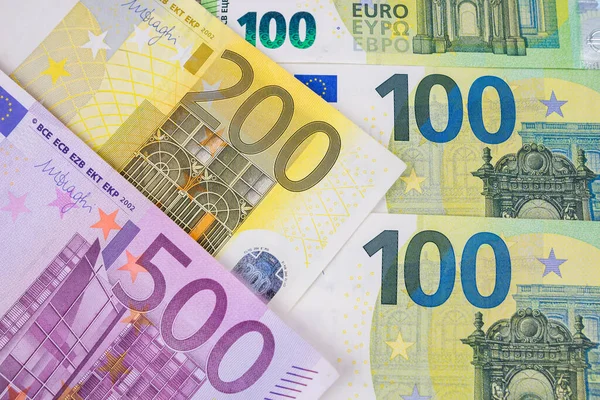 Different Euro Banknotes Close — Stock Photo, Image
