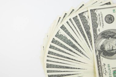 Beyaz bir fon için dolar. Finansal konsept..