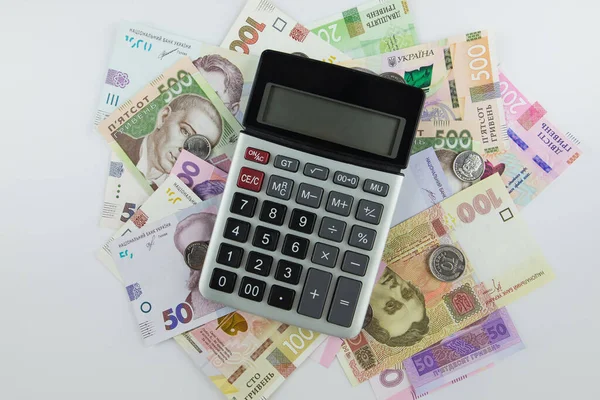 Калькулятор Гривня Українські Гроші Фінансова Концепція — стокове фото