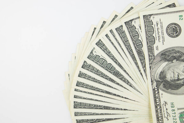 dollars on a white background.Financial concept.