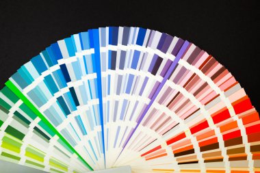 Siyah arka planda çiçek örnekleri kataloğu. Renk Paleti Kılavuzu