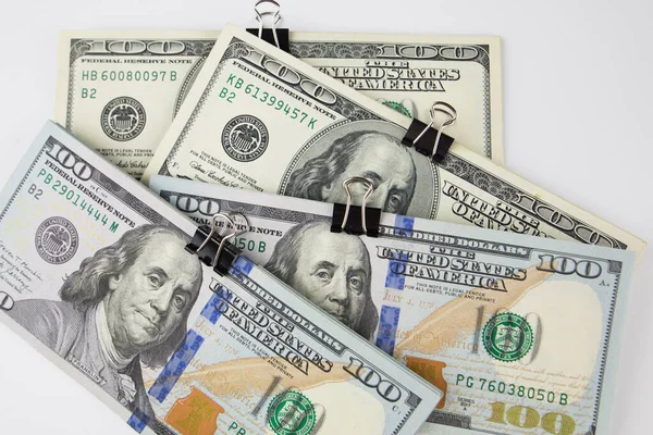 Купа Доларів Біле Зблизька Багато Грошей Фінансова Концепція Американські Гроші — стокове фото
