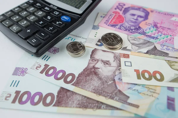 计算器和Hryvnia 乌克兰货币 财务概念 — 图库照片