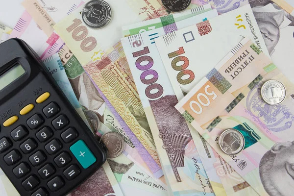 Калькулятор Гривна Украинские Деньги Финансовая Концепция — стоковое фото