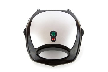 Beyaz arka planda gözleme ızgarası var. Belçika waffle 'ı yapmak için gözleme ızgarası..