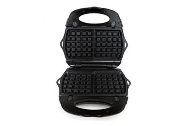 Beyaz arka planda gözleme ızgarası var. Belçika waffle 'ı yapmak için gözleme ızgarası..