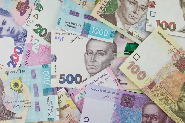 Ukrayna parası. Farklı bir Hryvnia. Mali konsept.