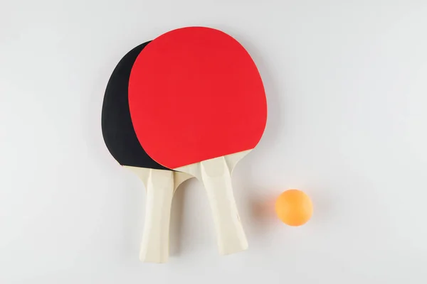 stock image sports composition. Ping pong close up. rackets and ball for playing on a white background