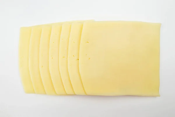Cheese Slices Isolated White Background Close — Stock Photo, Image