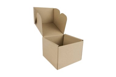 Beyaz arka planda karton kutuyu aç. Tasarım için model