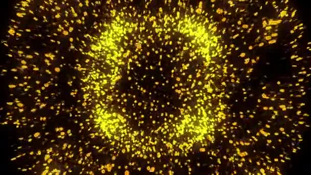 爆発粒子は黒い背景に輝いています 爆発粒子エネルギー 4Kの動きの背景 — ストック動画