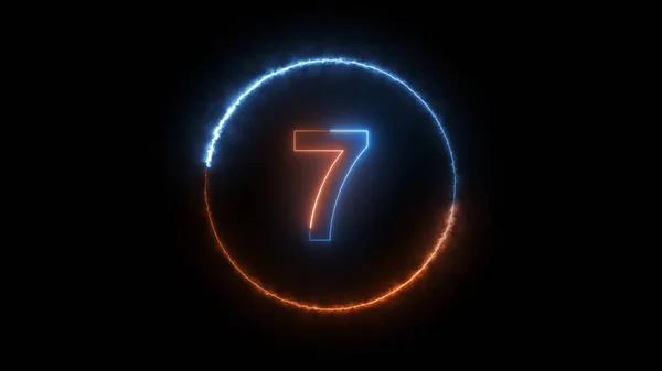 Number Seven Glowing Dark — Stock Photo, Image
