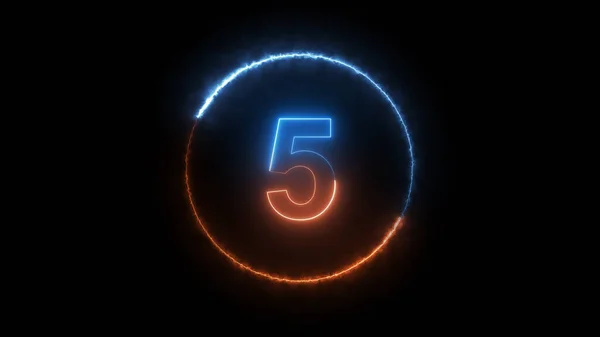 Beş Numaralı Sembol Neon Işığı Beş Numaralı Şablon Neon Simgesi — Stok fotoğraf