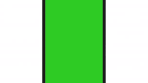 Смартфон Зеленым Экраном Изолирован Белом Фоне Анимация Макетом Мобильного Телефона — стоковое видео