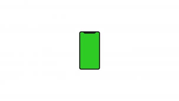 白い背景に緑の画面で隔離されたスマートフォン 4Kアニメーション — ストック動画