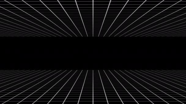 Retro 80S Background Animation Loops Featuring White Neon Grids Lines — Stock Video