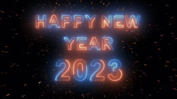 霓虹灯风格快乐新年2023 — 图库矢量图片
