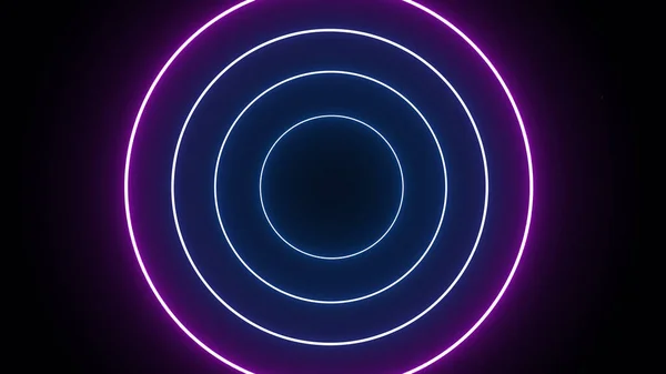 Neonový Kruh Sada Okrouhlých Neonových Okrajů — Stockový vektor